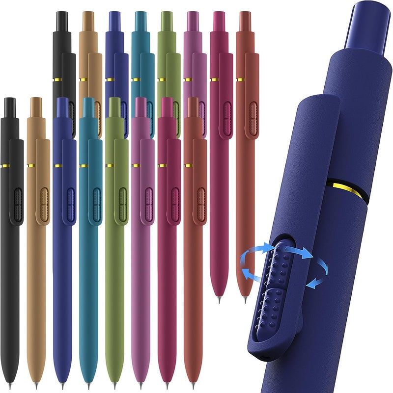 Hiacry 16 Pcs Gel Ink Pens, 0.7mm Fine Point for Smooth Writing Journaling Aesthetic Pens, Black Quick-Dry Long Lasting Fidge Pens, Cute School Office Supplies Gifts for Women （Vintage -Black Ink） - Image 1
